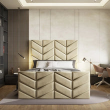 Sydney Bed Frame | Luxury Upholstered Bed Frame with Modern Lined Headboard | Durable & Stylish Design