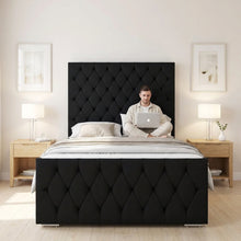 Florida Bed Frame – Luxury Upholstered Bed with Deep Button Headboard & Strong Wooden Base