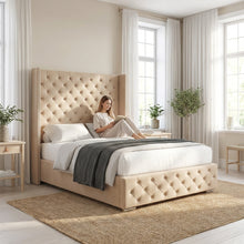 Elegant Emily Sleigh Bed Frame – Classic Curved Sleigh Design with Premium Upholstery & Strong Wooden Base