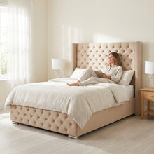 Elegant Emily Sleigh Bed Frame – Classic Curved Sleigh Design with Premium Upholstery & Strong Wooden Base