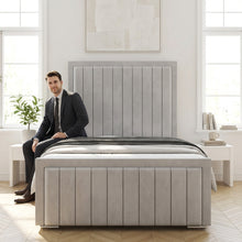 Louise Bed Frame – Luxury Modern Bed with Vertical Lined Headboard & Strong Wooden Base