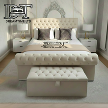 Chesterfield Sleigh Bed Frame | Luxury Bed Frame with Buttoned Headboard | Dreamtime Ltd