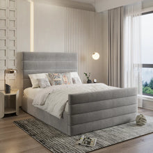 Zara Bed Frame | Luxury Upholstered Bed Frame with Modern Lined Headboard | Elegant, Durable & Stylish