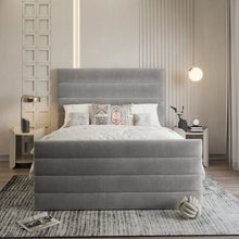 Zara Bed Frame | Luxury Upholstered Bed Frame with Modern Lined Headboard | Elegant, Durable & Stylish