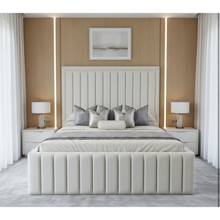 Luxury Louise Luxe Sleigh Bed Frame – Premium Upholstered Sleigh Design with Long Headboard