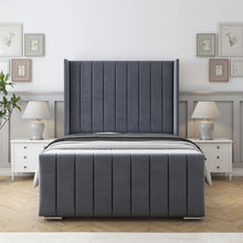 Seline Bed Frame | Luxury Upholstered Bed Frame with Modern Lined Headboard | Elegant & Durable Design