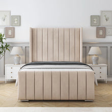 Seline Bed Frame | Luxury Upholstered Bed Frame with Modern Lined Headboard | Elegant & Durable Design