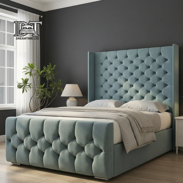 Winged Toronto Luxury Bed Frame – Elegant Button-Tufted Headboard, Premium Design