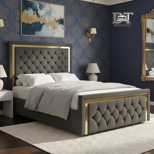 Luxury Marry Gold Bed Frame – Elegant Gold Finish, Sturdy & Stylish Bedroom Furniture