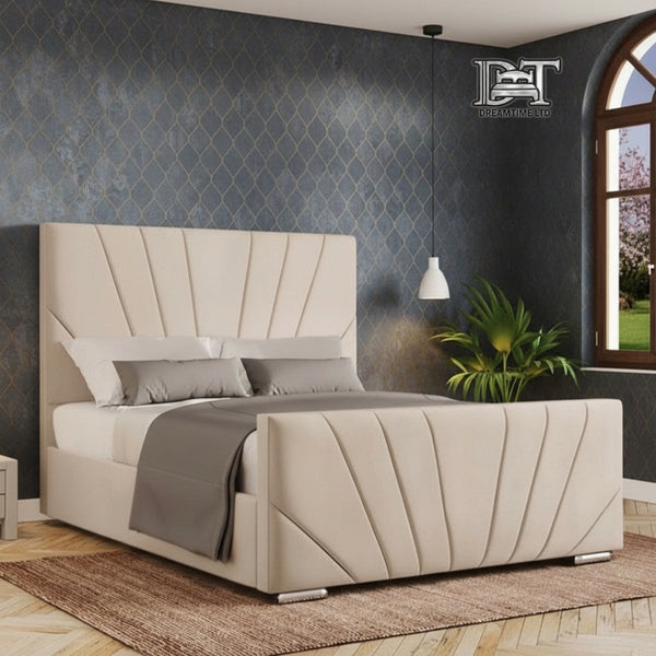 Horizon Bed Frame | Luxury Upholstered Bed Frame with Modern V-Lined Headboard | Elegant, Durable & Stylish
