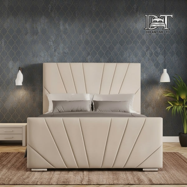 Horizon Bed Frame | Luxury Upholstered Bed Frame with Modern V-Lined Headboard | Elegant, Durable & Stylish