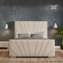 Horizon Bed Frame | Luxury Upholstered Bed Frame with Modern V-Lined Headboard | Elegant, Durable & Stylish