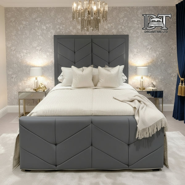 Sydney Bed Frame | Luxury Upholstered Bed Frame with Modern Lined Headboard | Durable & Stylish Design