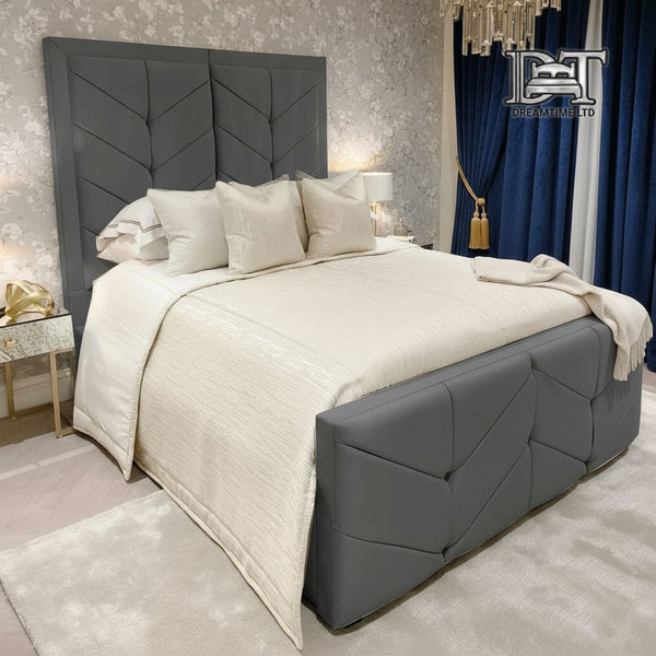 Sydney Bed Frame | Luxury Upholstered Bed Frame with Modern Lined Headboard | Durable & Stylish Design