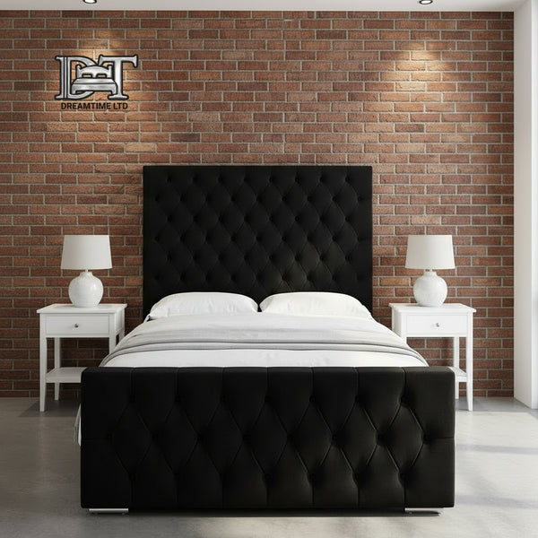 Florida Bed Frame – Luxury Upholstered Bed with Deep Button Headboard & Strong Wooden Base