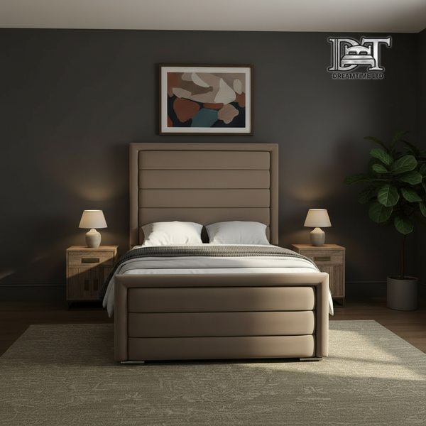 Lara Luxury Bed Frame – Elegant Lined Headboard, Stylish & Durable Bedroom Furniture