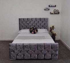Florida Bed Frame – Luxury Upholstered Bed with Deep Button Headboard & Strong Wooden Base