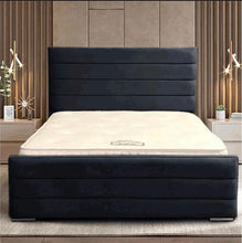 Zara Bed Frame | Luxury Upholstered Bed Frame with Modern Lined Headboard | Elegant, Durable & Stylish