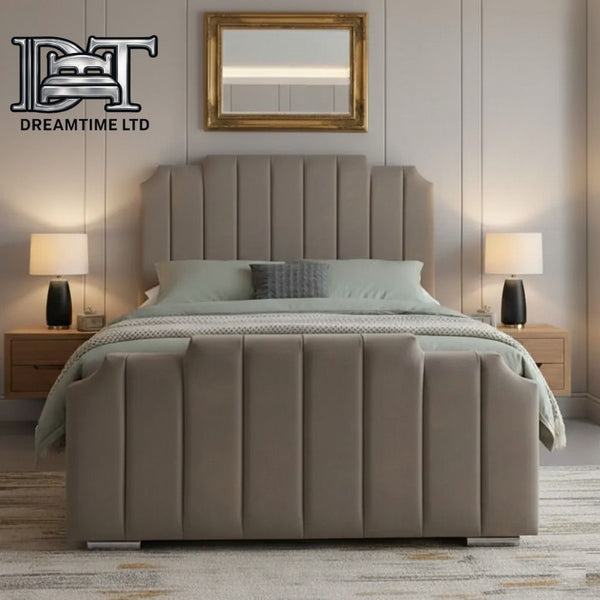 Crown Bed Frame | Luxury Bed Frame with Lined Headboard | Dreamtime UK Ltd