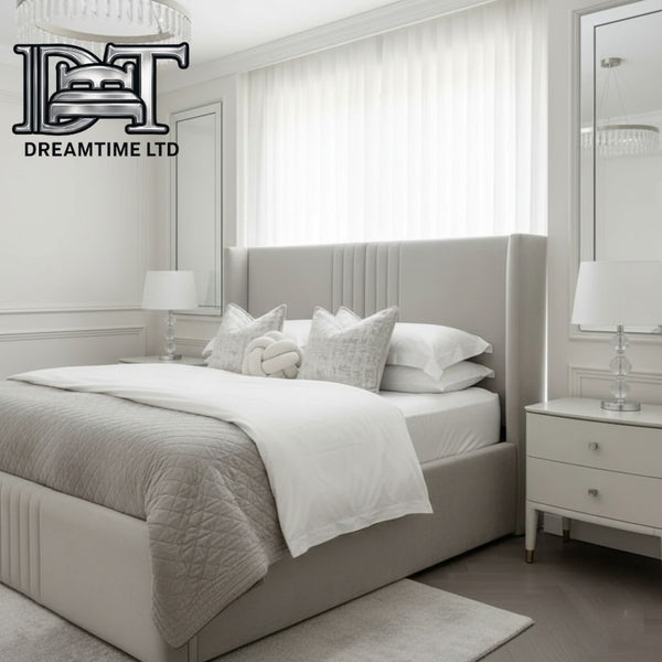 Ella Bed Frame | Luxury Bed Frame with Lined Headboard | Dreamtime Ltd UK