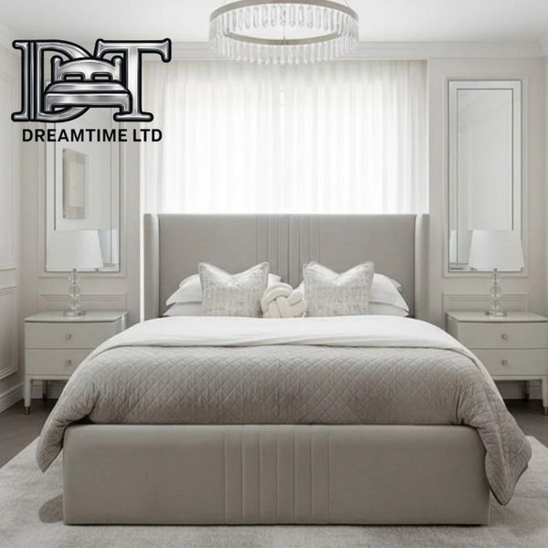 Ella Bed Frame | Luxury Bed Frame with Lined Headboard | Dreamtime Ltd UK