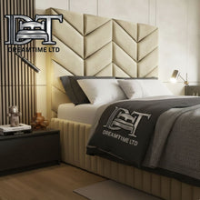 Sydney Bed Frame | Luxury Upholstered Bed Frame with Modern Lined Headboard | Durable & Stylish Design