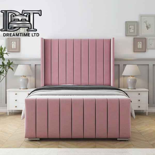 Seline Bed Frame | Luxury Upholstered Bed Frame with Modern Lined Headboard | Elegant & Durable Design