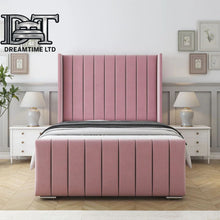 Seline Bed Frame | Luxury Upholstered Bed Frame with Modern Lined Headboard | Elegant & Durable Design