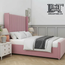 Seline Bed Frame | Luxury Upholstered Bed Frame with Modern Lined Headboard | Elegant & Durable Design