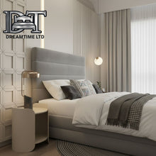 Zara Bed Frame | Luxury Upholstered Bed Frame with Modern Lined Headboard | Elegant, Durable & Stylish