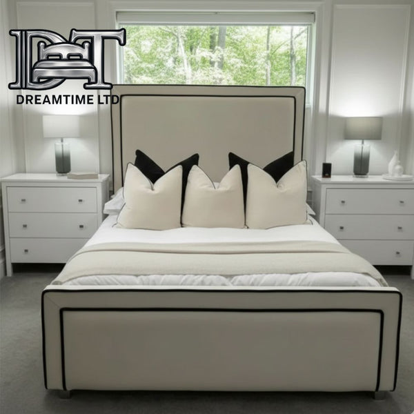 Luxury Nina Bed Frame | Premium Upholstered Bed Frame with Contemporary Headboard | Stylish & Durable