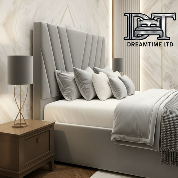 Horizon Bed Frame | Luxury Upholstered Bed Frame with Modern V-Lined Headboard | Elegant, Durable & Stylish