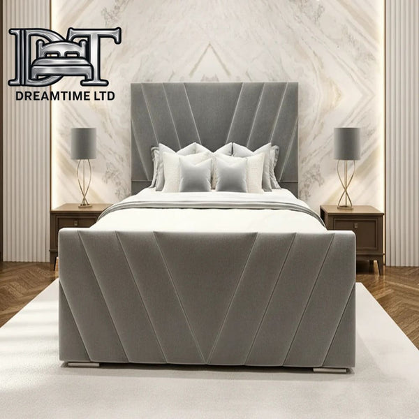 Horizon Bed Frame | Luxury Upholstered Bed Frame with Modern V-Lined Headboard | Elegant, Durable & Stylish