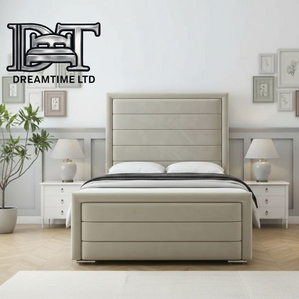 Lara Luxury Bed Frame – Elegant Lined Headboard, Stylish & Durable Bedroom Furniture