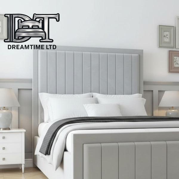 Louise Bed Frame – Luxury Modern Bed with Vertical Lined Headboard & Strong Wooden Base