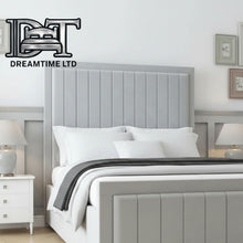 Louise Bed Frame – Luxury Modern Bed with Vertical Lined Headboard & Strong Wooden Base
