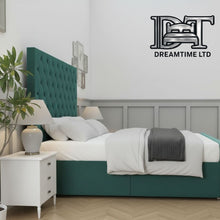 Florida Bed Frame – Luxury Upholstered Bed with Deep Button Headboard & Strong Wooden Base