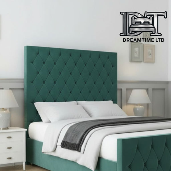 Florida Bed Frame – Luxury Upholstered Bed with Deep Button Headboard & Strong Wooden Base