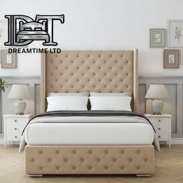 Elegant Emily Sleigh Bed Frame – Classic Curved Sleigh Design with Premium Upholstery & Strong Wooden Base