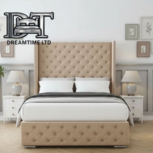 Elegant Emily Sleigh Bed Frame – Classic Curved Sleigh Design with Premium Upholstery & Strong Wooden Base