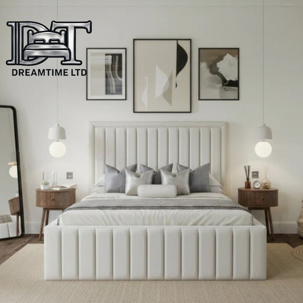 Luxury Louise Luxe Sleigh Bed Frame – Premium Upholstered Sleigh Design with Long Headboard