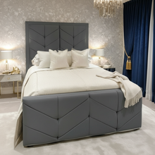 Sydney Bed Frame | Luxury Upholstered Bed Frame with Modern Lined Headboard | Durable & Stylish Design